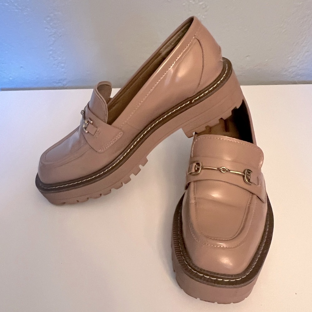 Sam Edelman Laurs lug sole leather loafers in nude pink